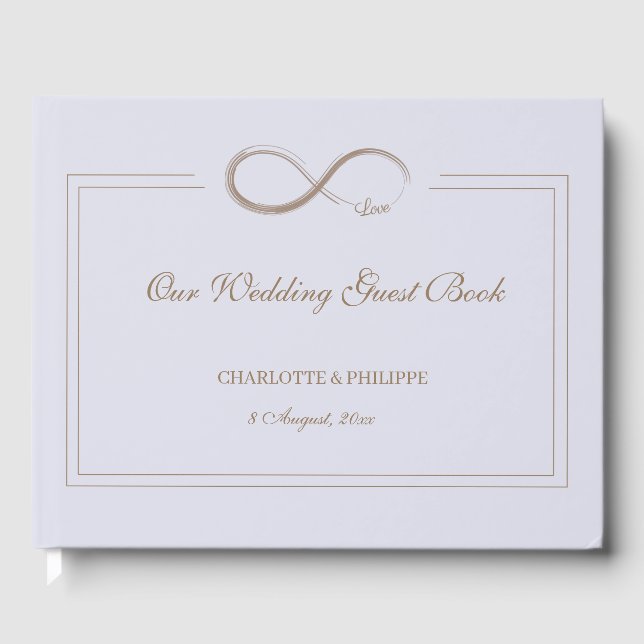 Unendliches Symbol Lilac Gray Gold Wedding Gästebuch (Vorderseite)