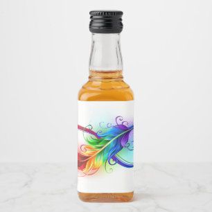 Unendliches Symbol mit Regenbogenfederhalter Alkoholflaschenetikett