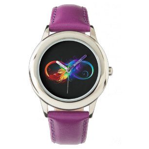 Unendliches Symbol mit Regenbogenfederhalter Armbanduhr