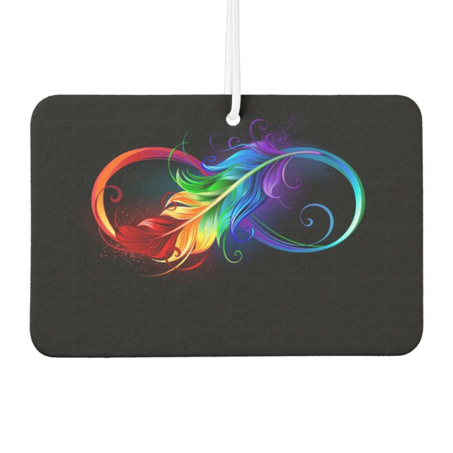 Unendliches Symbol mit Regenbogenfederhalter Autolufterfrischer (Vorderseite)