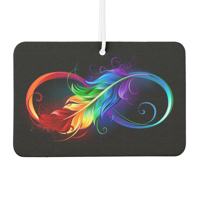 Unendliches Symbol mit Regenbogenfederhalter Autolufterfrischer (Vorderseite)