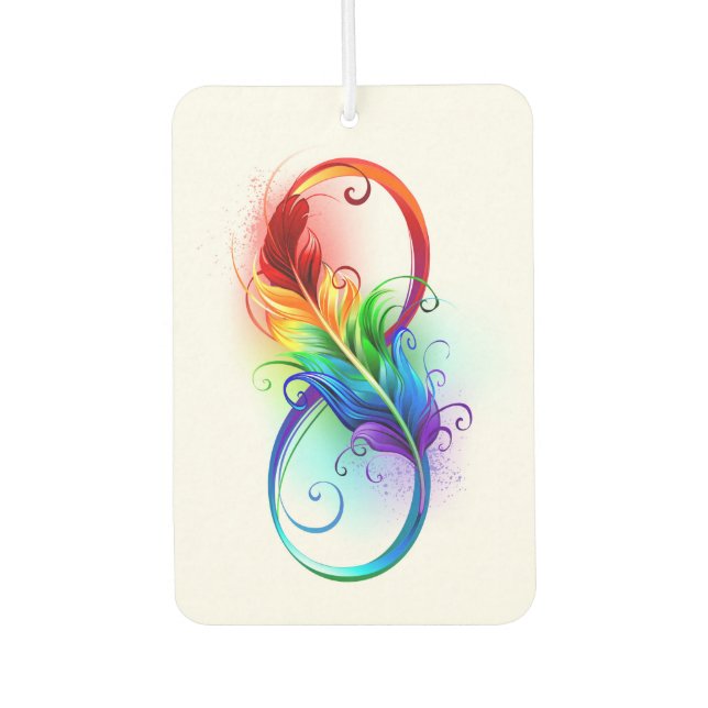 Unendliches Symbol mit Regenbogenfederhalter Autolufterfrischer (Vorderseite)