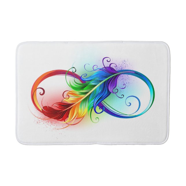Unendliches Symbol mit Regenbogenfederhalter Badematte (Vorderseite)