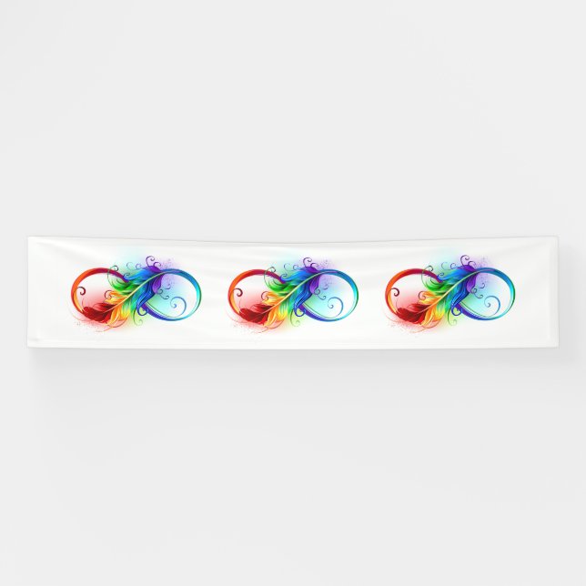 Unendliches Symbol mit Regenbogenfederhalter Banner (Horizontal)