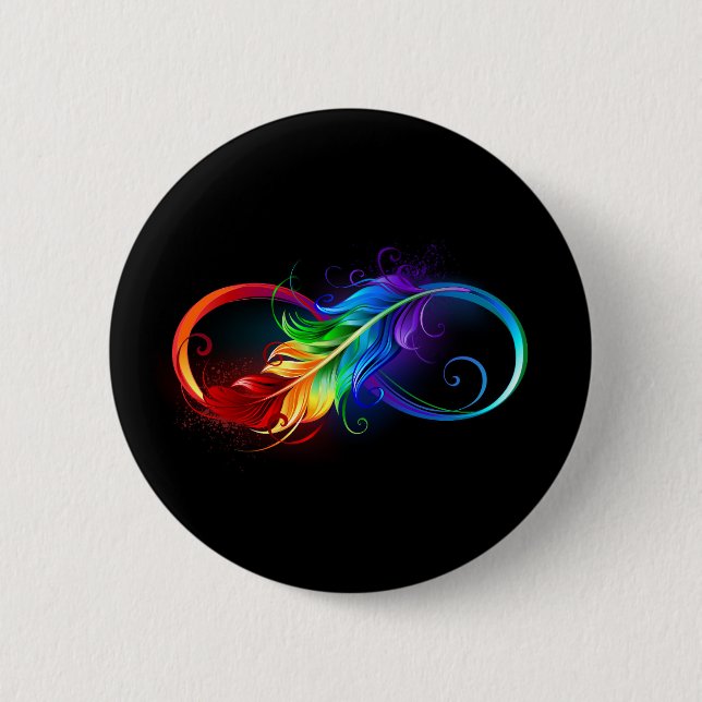 Unendliches Symbol mit Regenbogenfederhalter Button (Vorderseite)