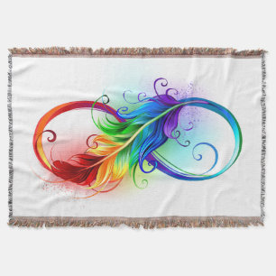 Unendliches Symbol mit Regenbogenfederhalter Decke