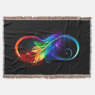 Unendliches Symbol mit Regenbogenfederhalter Decke