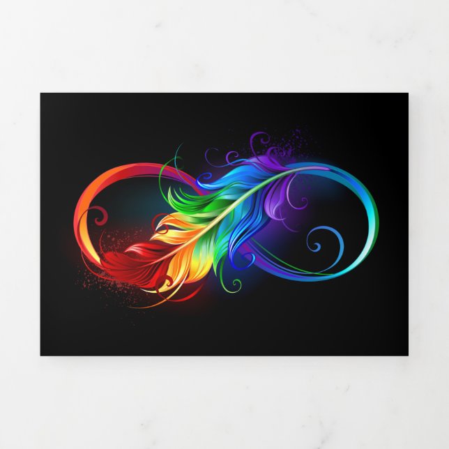 Unendliches Symbol mit Regenbogenfederhalter Dreifach Gefaltete Ankündigung (Cover)