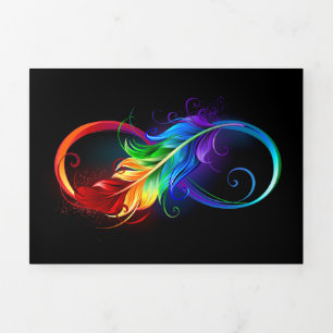 Unendliches Symbol mit Regenbogenfederhalter Dreifach Gefaltete Einladung