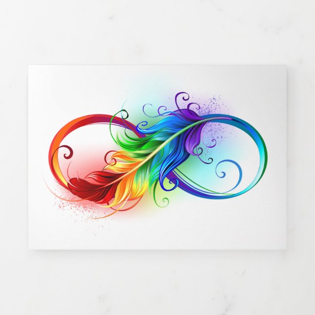 Unendliches Symbol mit Regenbogenfederhalter Dreifach Gefaltete Karte (Cover)