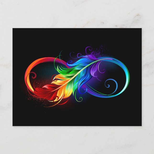 Unendliches Symbol mit Regenbogenfederhalter Einladungspostkarte (Vorderseite)