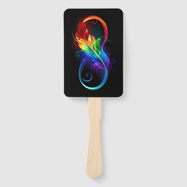 Unendliches Symbol mit Regenbogenfederhalter Fächer (Vorderseite)