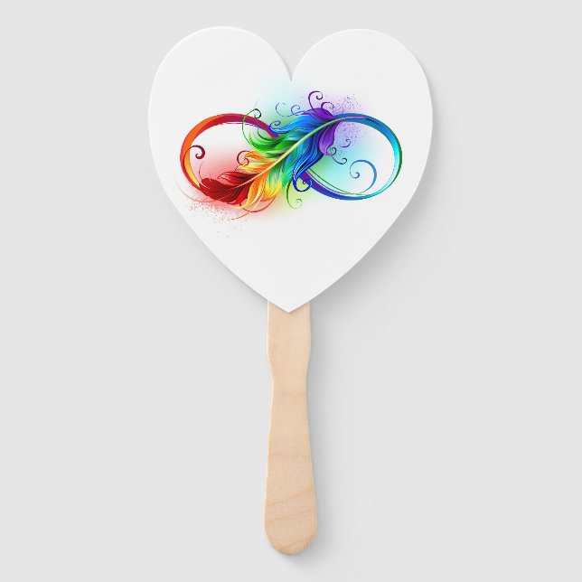 Unendliches Symbol mit Regenbogenfederhalter Fächer (Vorderseite)