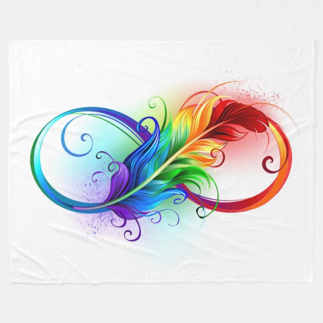 Unendliches Symbol mit Regenbogenfederhalter Fleecedecke (Vorderseite (Horizontal))