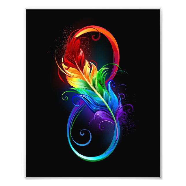Unendliches Symbol mit Regenbogenfederhalter Fotodruck (Vorne)