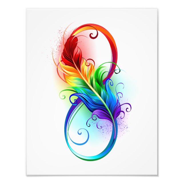 Unendliches Symbol mit Regenbogenfederhalter Fotodruck (Vorne)