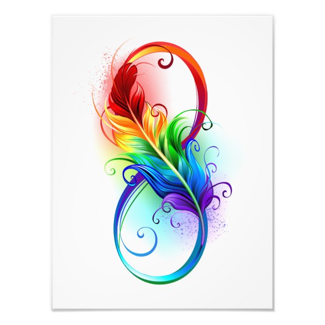 Unendliches Symbol mit Regenbogenfederhalter Fotodruck (Vorne)