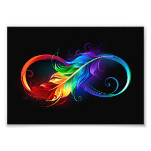 Unendliches Symbol mit Regenbogenfederhalter Fotodruck