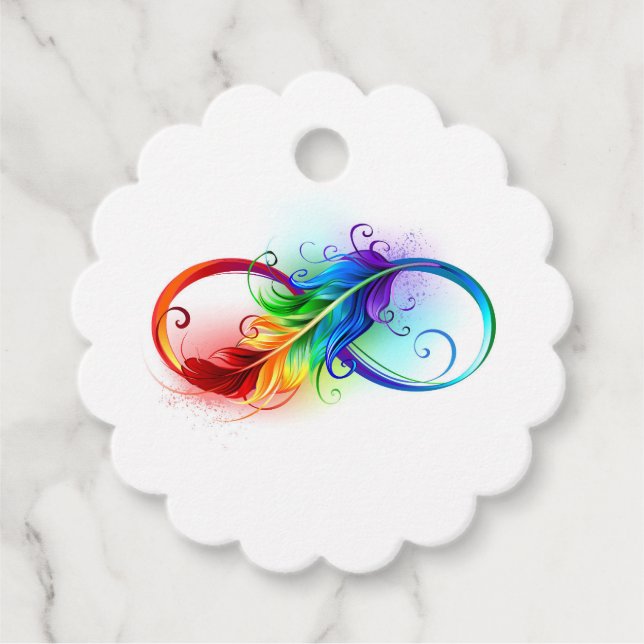 Unendliches Symbol mit Regenbogenfederhalter Geschenkanhänger (Vorderseite)