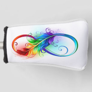 Unendliches Symbol mit Regenbogenfederhalter Golf Headcover