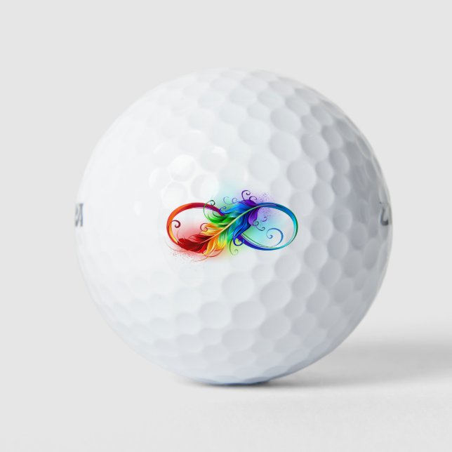 Unendliches Symbol mit Regenbogenfederhalter Golfball (Vorderseite)
