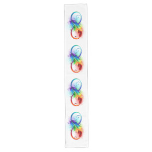 Unendliches Symbol mit Regenbogenfederhalter Großer Tischläufer