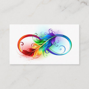 Unendliches Symbol mit Regenbogenfederhalter Hinweiskarte