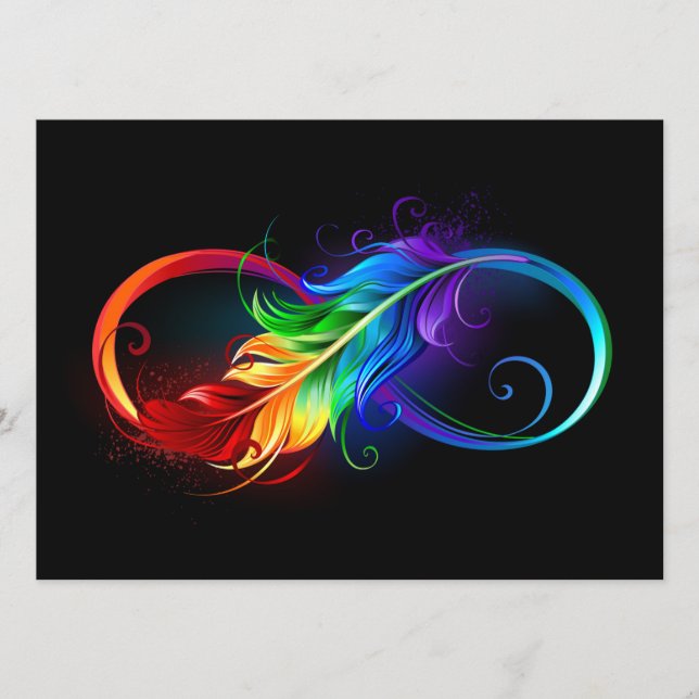 Unendliches Symbol mit Regenbogenfederhalter Hinweiskarte (Vorderseite)