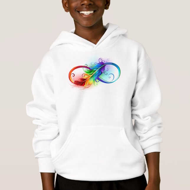 Unendliches Symbol mit Regenbogenfederhalter Hoodie (Vorderseite)