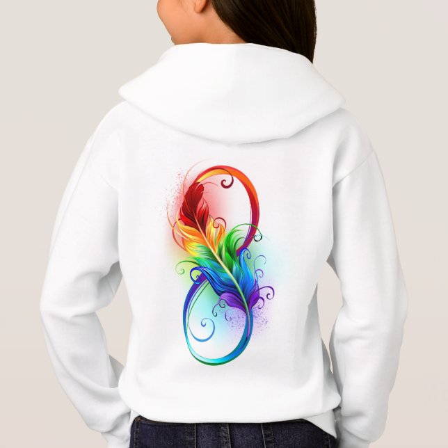 Unendliches Symbol mit Regenbogenfederhalter Hoodie (Rückseite)