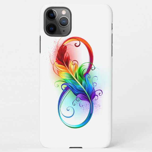 Unendliches Symbol mit Regenbogenfederhalter iPhone Hülle (Rückseite)