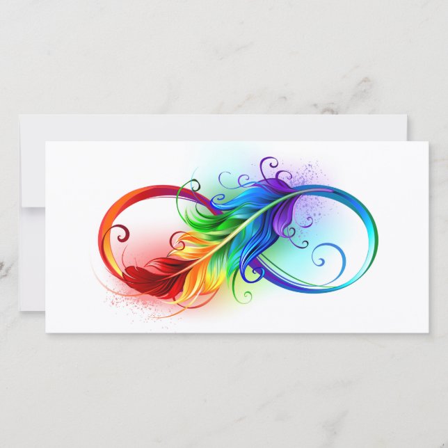 Unendliches Symbol mit Regenbogenfederhalter Karte (Vorderseite)
