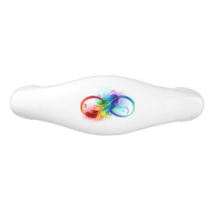Unendliches Symbol mit Regenbogenfederhalter Keramik Schubladengriff