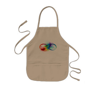 Unendliches Symbol mit Regenbogenfederhalter Kinderschürze