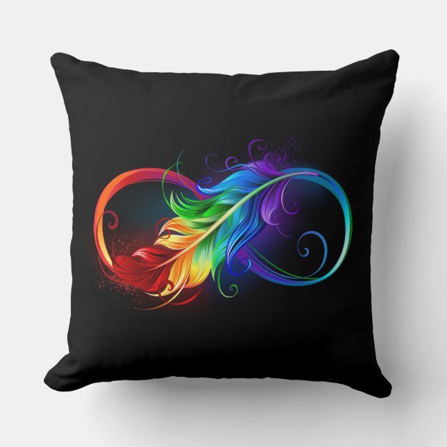 Unendliches Symbol mit Regenbogenfederhalter Kissen (Vorderseite)