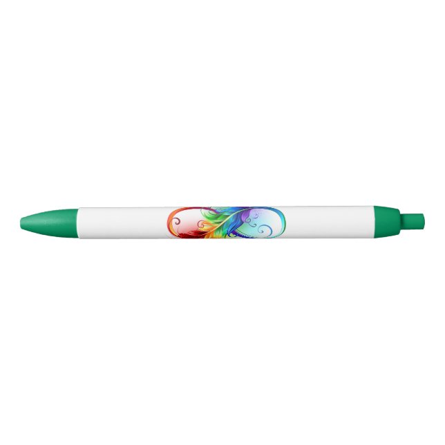 Unendliches Symbol mit Regenbogenfederhalter Kugelschreiber (Vorderseite)
