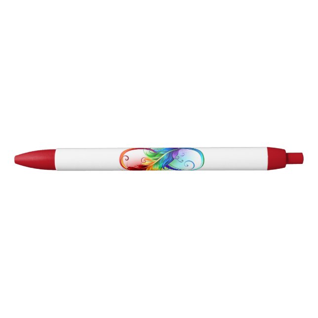 Unendliches Symbol mit Regenbogenfederhalter Kugelschreiber (Vorderseite)