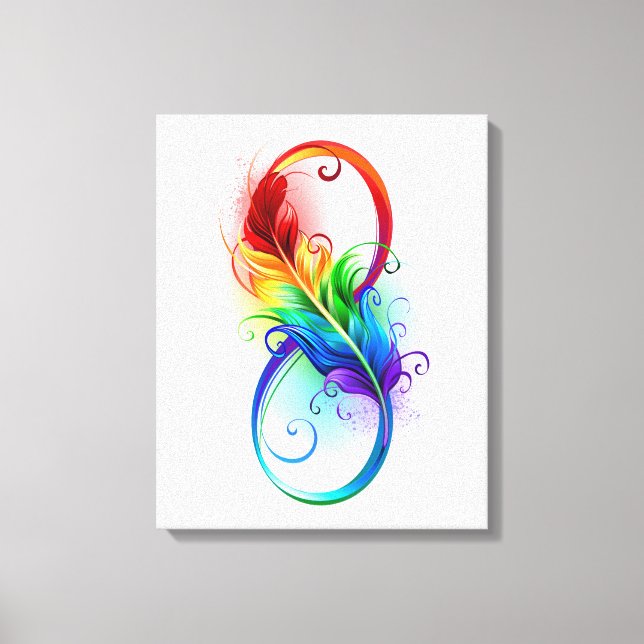Unendliches Symbol mit Regenbogenfederhalter Leinwanddruck (Vorderseite)