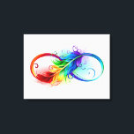 Unendliches Symbol mit Regenbogenfederhalter Leinwanddruck<br><div class="desc">Künstlich gezeichnet Unendlichkeitssymbol mit schöner Regenbogenfeder auf weißem Hintergrund. Tattoo-Stil.</div>