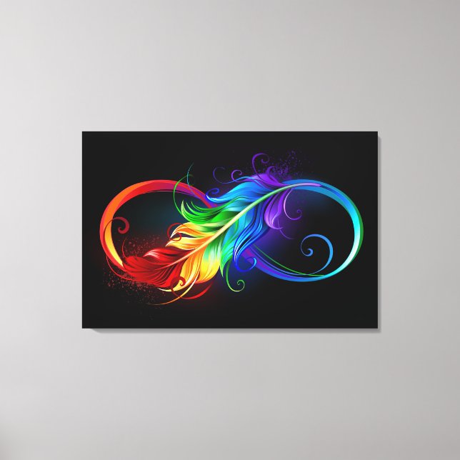 Unendliches Symbol mit Regenbogenfederhalter Leinwanddruck (Vorderseite)