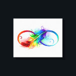Unendliches Symbol mit Regenbogenfederhalter Leinwanddruck<br><div class="desc">Künstlich gezeichnet Unendlichkeitssymbol mit schöner Regenbogenfeder auf weißem Hintergrund. Tattoo-Stil.</div>