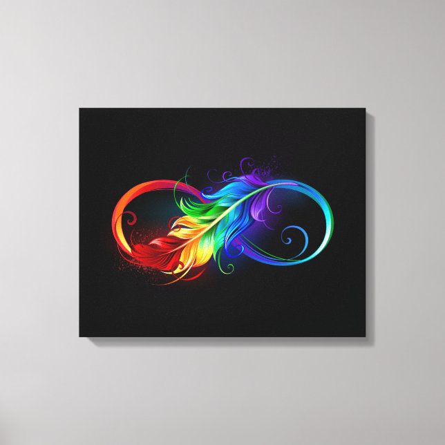 Unendliches Symbol mit Regenbogenfederhalter Leinwanddruck (Vorderseite)