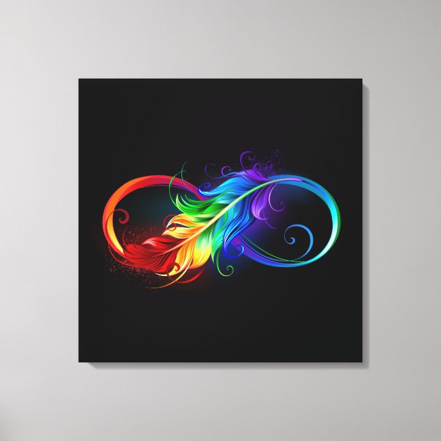 Unendliches Symbol mit Regenbogenfederhalter Leinwanddruck (Vorderseite)