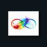 Unendliches Symbol mit Regenbogenfederhalter Leinwanddruck<br><div class="desc">Künstlich gezeichnet Unendlichkeitssymbol mit schöner Regenbogenfeder auf weißem Hintergrund. Tattoo-Stil.</div>