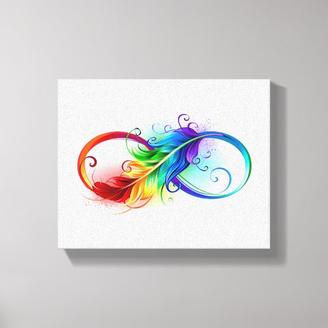 Unendliches Symbol mit Regenbogenfederhalter Leinwanddruck (Vorderseite)