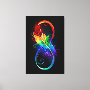 Unendliches Symbol mit Regenbogenfederhalter Leinwanddruck