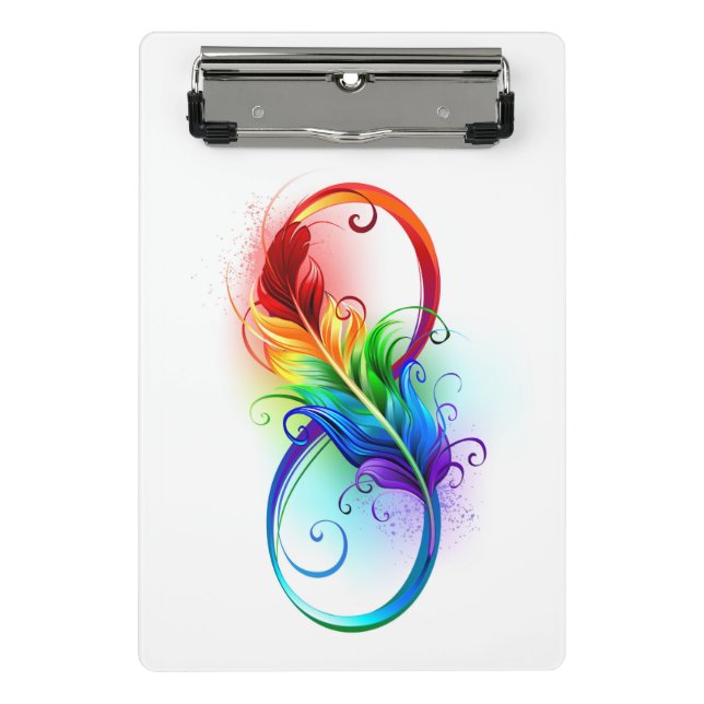 Unendliches Symbol mit Regenbogenfederhalter Mini Klemmbrett (Vorderseite)