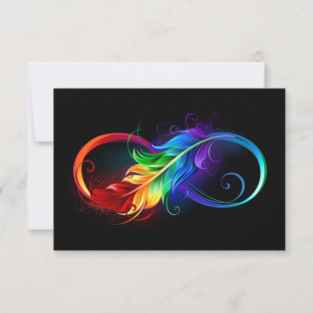 Unendliches Symbol mit Regenbogenfederhalter Mitteilungskarte (Vorderseite)