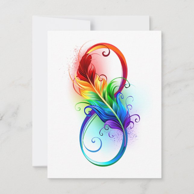Unendliches Symbol mit Regenbogenfederhalter Mitteilungskarte (Vorderseite)