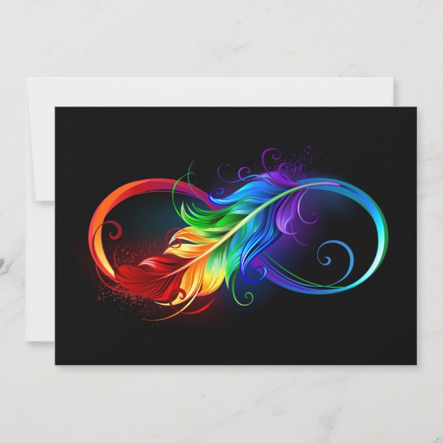 Unendliches Symbol mit Regenbogenfederhalter Mitteilungskarte (Vorderseite)